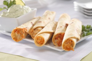 Chicken and Cheese Flautas with Avocado Dip Recipe